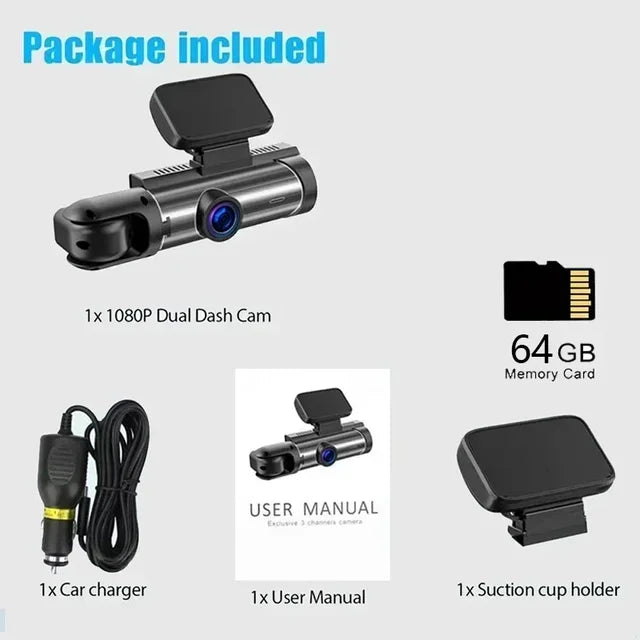 1080P Car DVR Dash Cam Camera Video Recorder Dual Lens 150 Wide-Angle