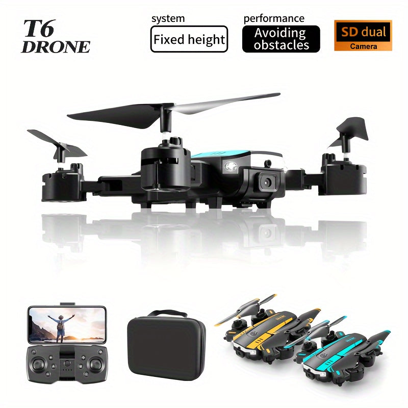 T6 Aerial Drone With HD Dual Camera, Intelligent Obstacle Avoidance, Foldable Quadcopter