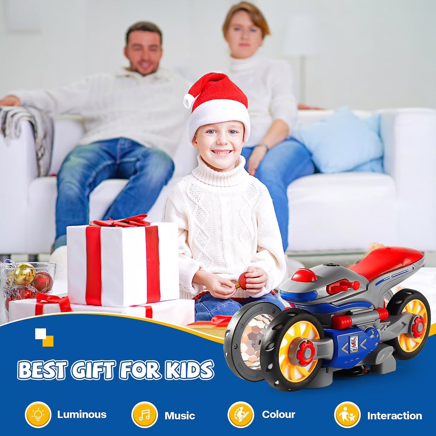 🎁TO DAY 49% OFF🎁 New Electric Light and Music Deformation Motorcycle