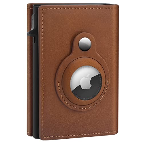 ✨TO DAY 49% OFF✨AirTag Wallet for Men - with Pop Up Aluminum Case Money Clip Slim Leather Slots Credit Card Holder RFID Blocking Bifold Minimalist Wallet