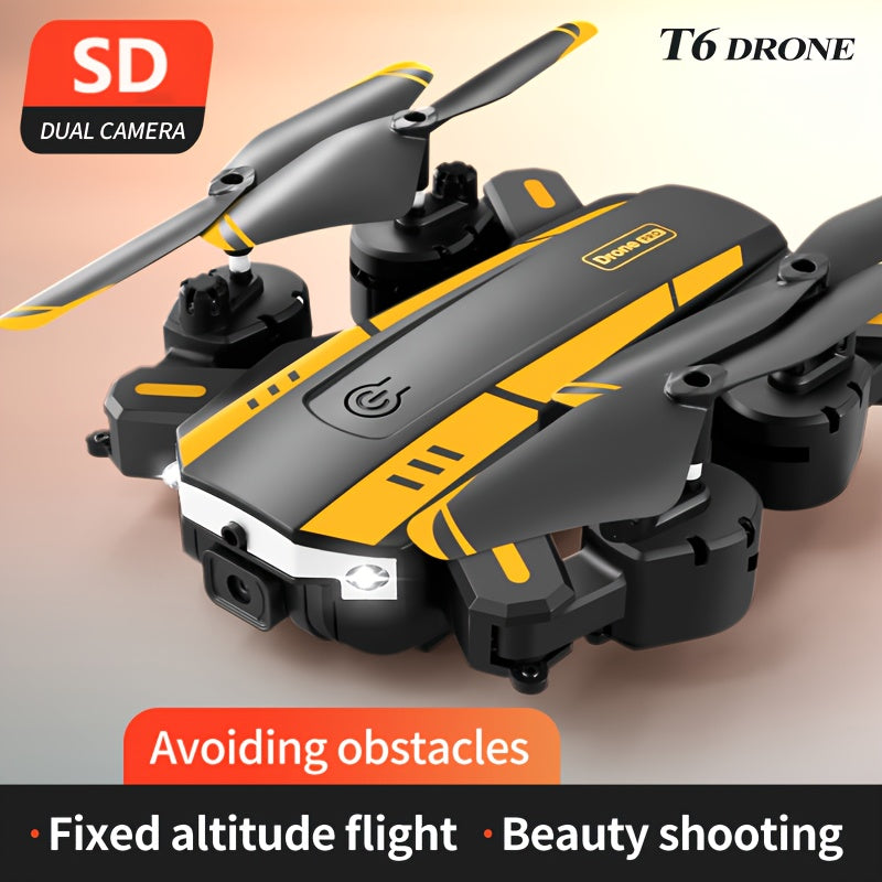 T6 Aerial Drone With HD Dual Camera, Intelligent Obstacle Avoidance, Foldable Quadcopter