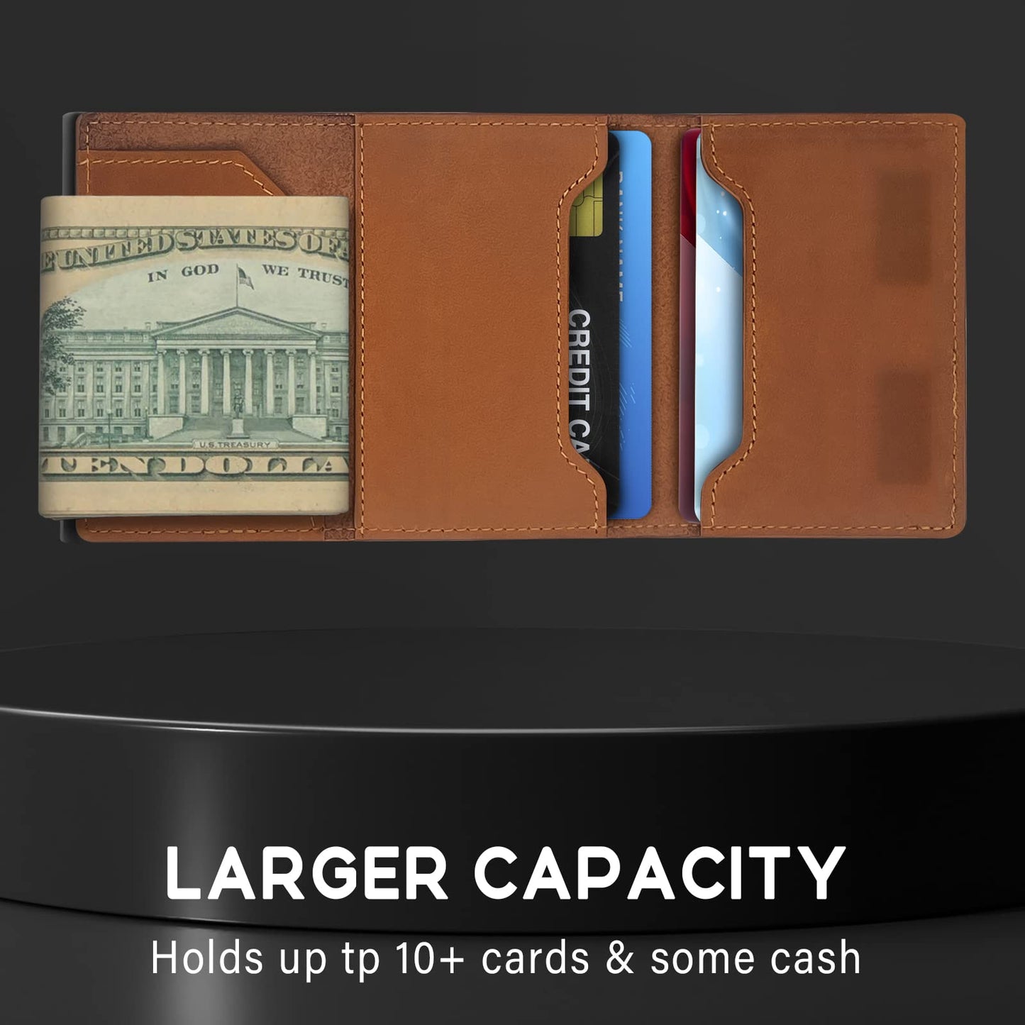 ✨TO DAY 49% OFF✨AirTag Wallet for Men - with Pop Up Aluminum Case Money Clip Slim Leather Slots Credit Card Holder RFID Blocking Bifold Minimalist Wallet
