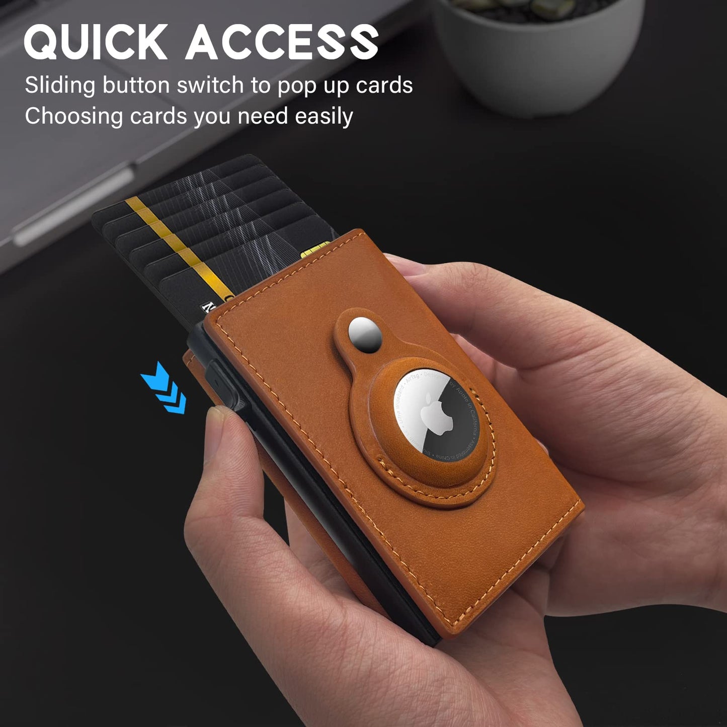 ✨TO DAY 49% OFF✨AirTag Wallet for Men - with Pop Up Aluminum Case Money Clip Slim Leather Slots Credit Card Holder RFID Blocking Bifold Minimalist Wallet