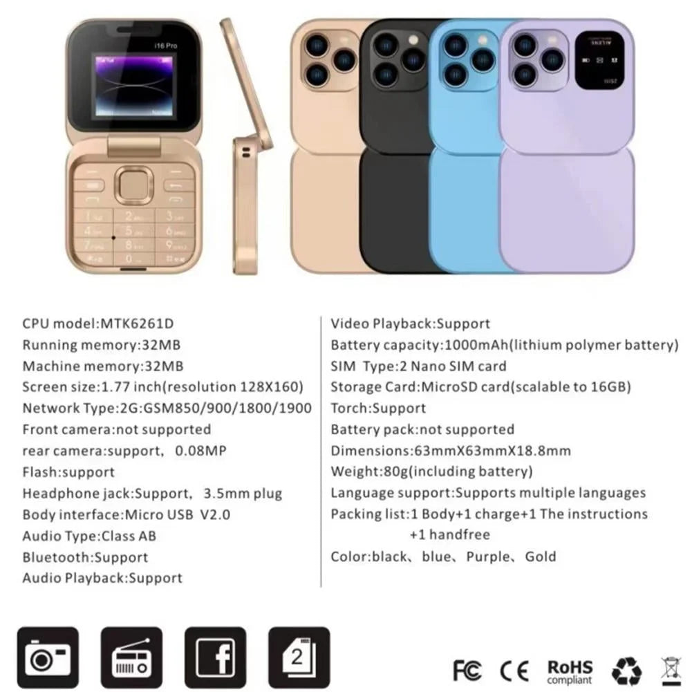 ๐ฅ2025 New Mini Flip Mobile Phone 2 SIM Card Small Display Foldable Cell Phone