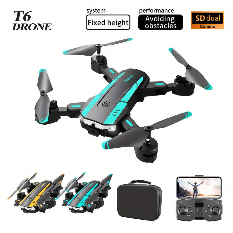 T6 Aerial Drone With HD Dual Camera, Intelligent Obstacle Avoidance, Foldable Quadcopter