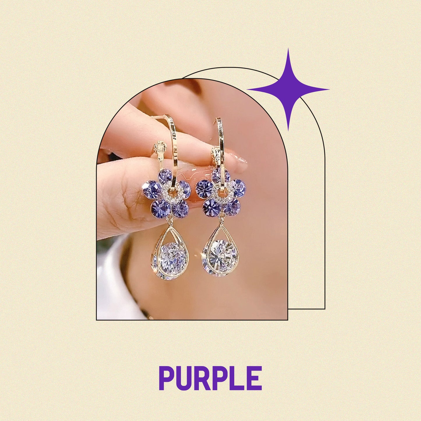 LAST DAY 70% OFF - Fashion Flower Crystal Earrings✨