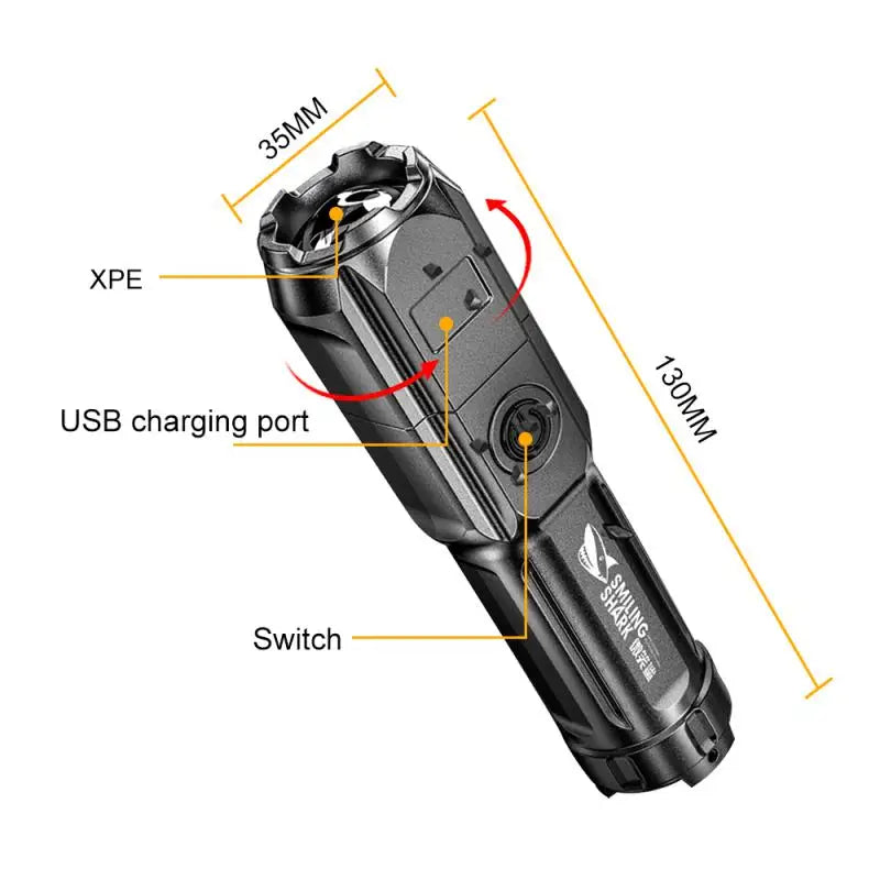 Powerful 100000 Lumens USB Rechargeable Waterproof LED Flashlight