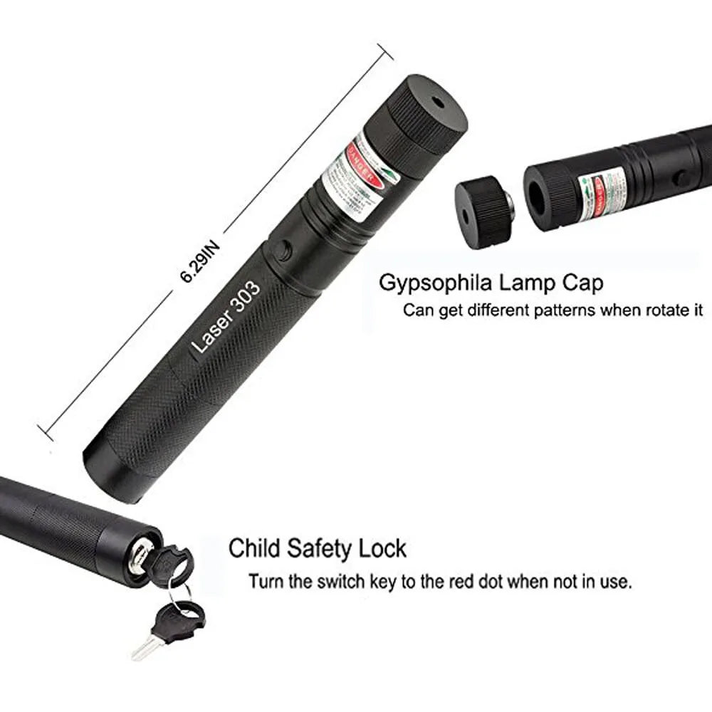 High Power Green Laser Pointer Torch with Continuous Line and Adjustable Focus for Hunting (Battery not included)
