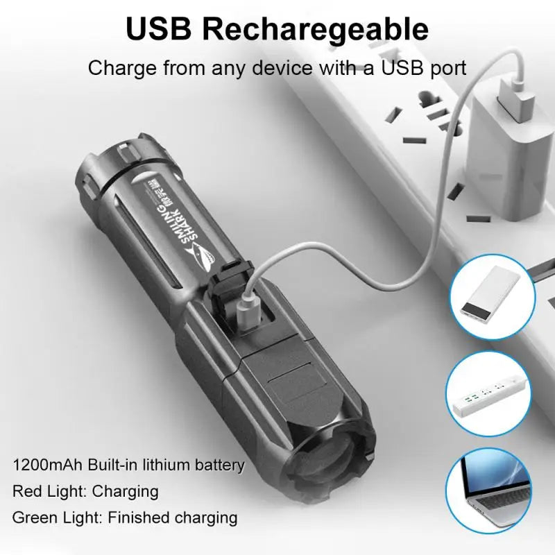 Powerful 100000 Lumens USB Rechargeable Waterproof LED Flashlight