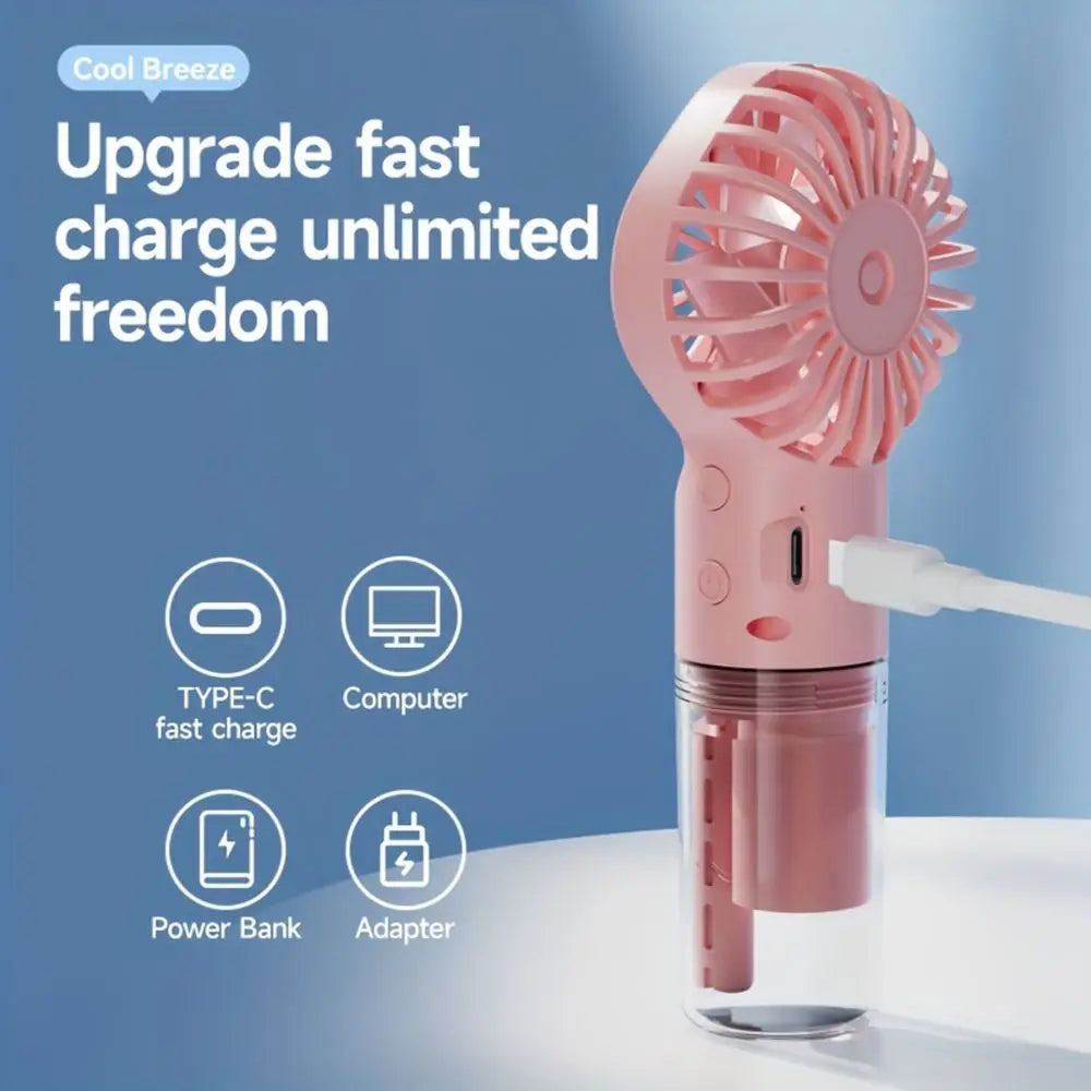 Portable Handheld Spray Fan: Mini Cooling Mist Fan for Outdoor and Dorm Use
