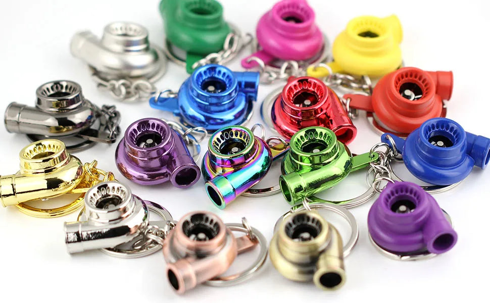 LED Turbocharger Keychain - Electric Rotary Blade, Light-Up Car Accessory