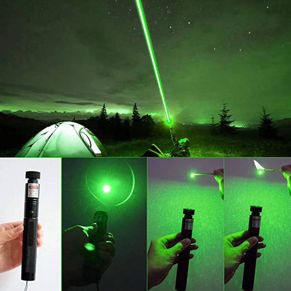 High Power Green Laser Pointer Torch with Continuous Line and Adjustable Focus for Hunting (Battery not included)