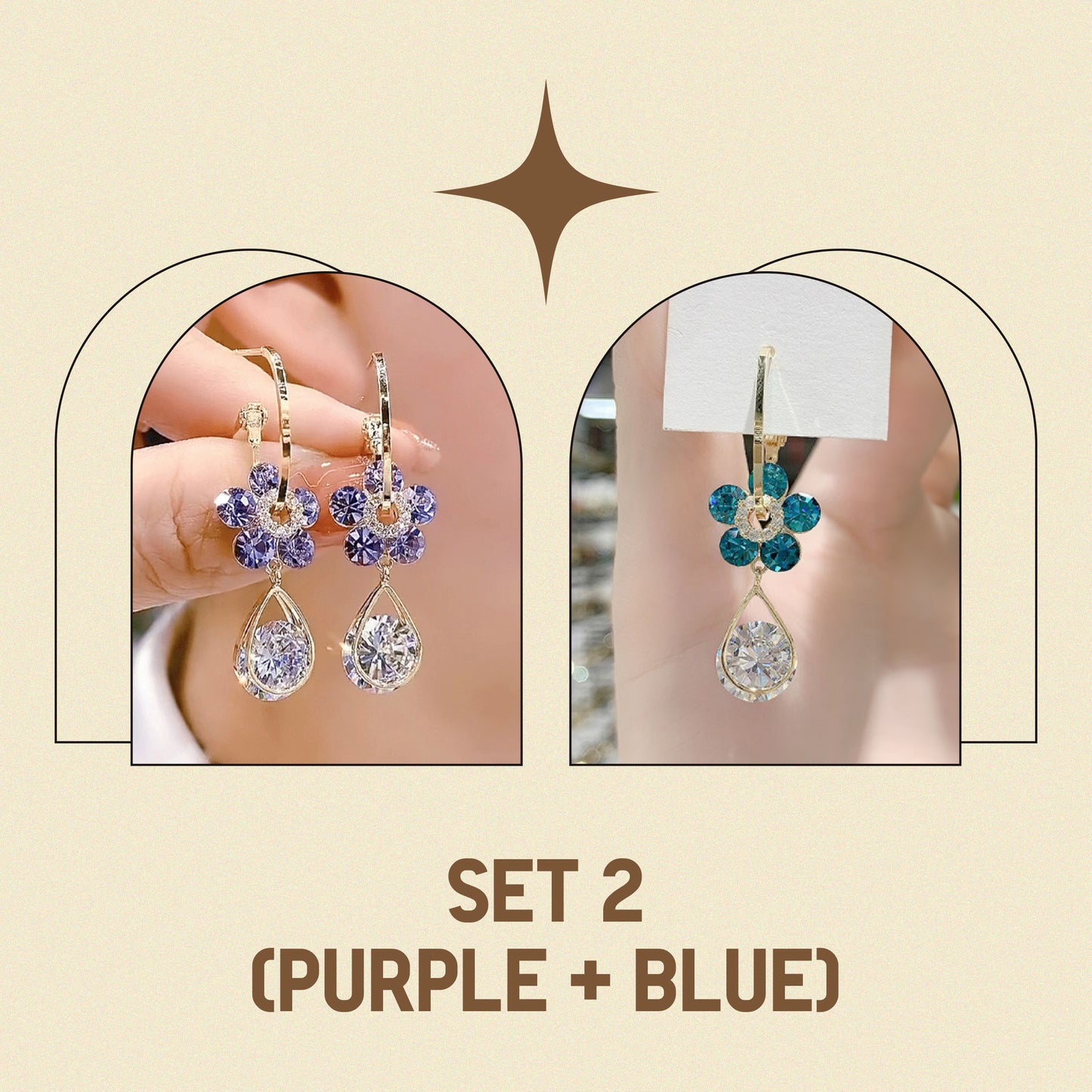 LAST DAY 70% OFF - Fashion Flower Crystal Earrings✨