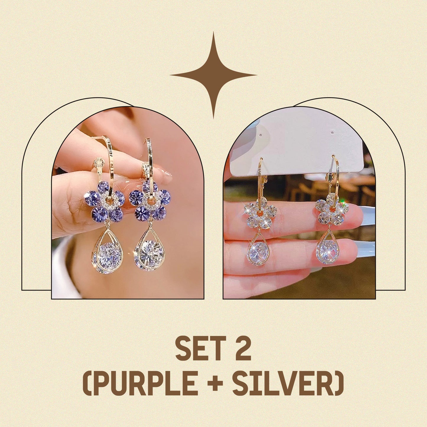 LAST DAY 70% OFF - Fashion Flower Crystal Earrings✨