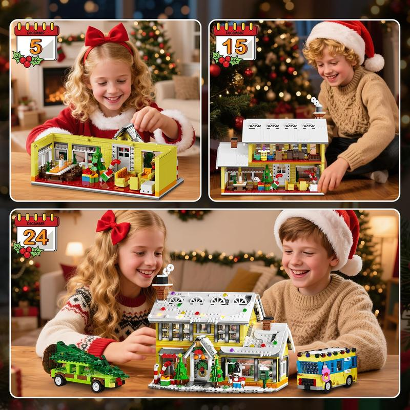 Christmas Promotion🎄50% Off 🔥 Advent Calendar 2025 Christmas Building Set with Light, 24 Days Christmas Countdown House Mini Building Block Kit
