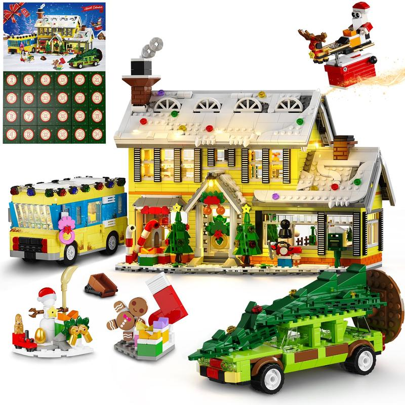 Christmas Promotion🎄50% Off 🔥 Advent Calendar 2025 Christmas Building Set with Light, 24 Days Christmas Countdown House Mini Building Block Kit