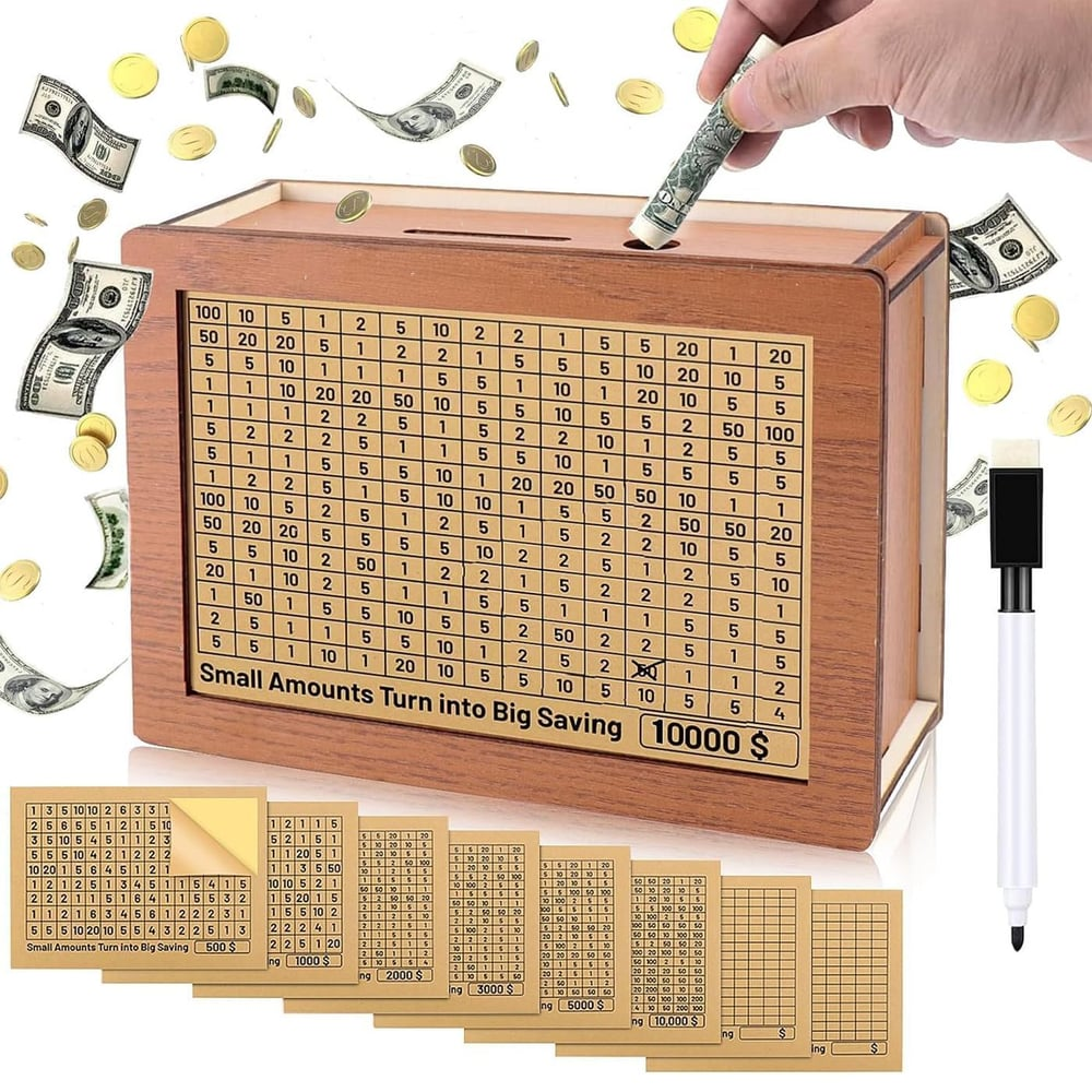 🎁Cash Wooden Savings Box