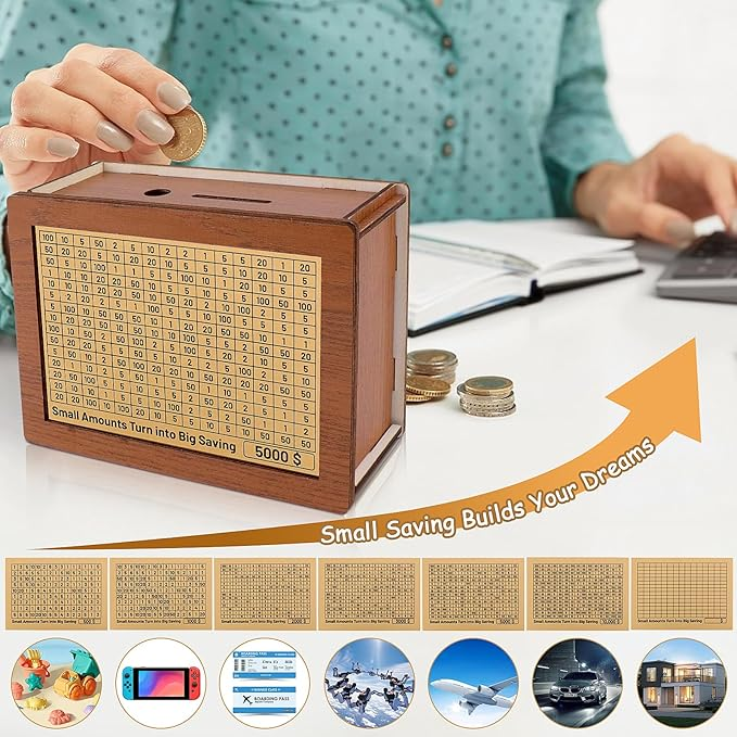 🎁Cash Wooden Savings Box