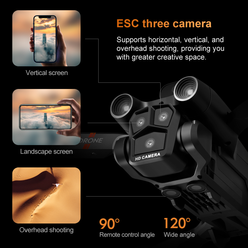✨NEW - Drone with 4K Camera, 3 Cameras And 360° Obstacle Avoidance, Optical Flow Positioning, One-click Take Off/landing with Auto Return, Smart Follow Function, Waterproof!