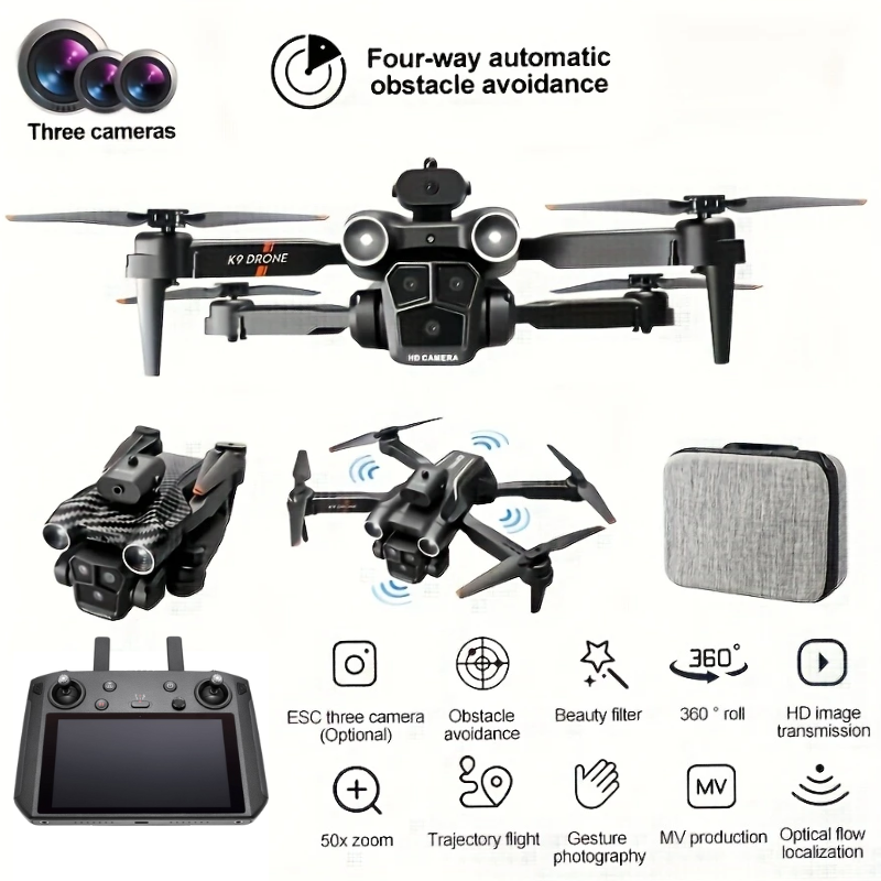 ✨NEW - Drone with 4K Camera, 3 Cameras And 360° Obstacle Avoidance, Optical Flow Positioning, One-click Take Off/landing with Auto Return, Smart Follow Function, Waterproof!