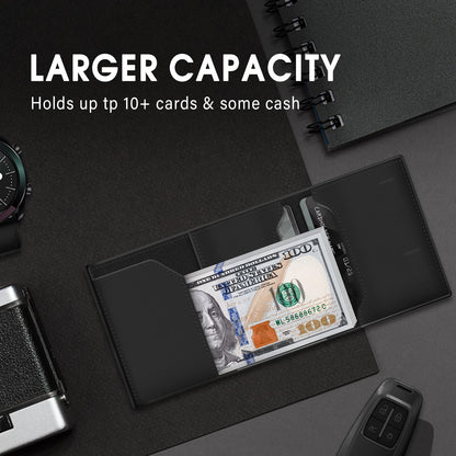 ✨TO DAY 49% OFF✨AirTag Wallet for Men - with Pop Up Aluminum Case Money Clip Slim Leather Slots Credit Card Holder RFID Blocking Bifold Minimalist Wallet
