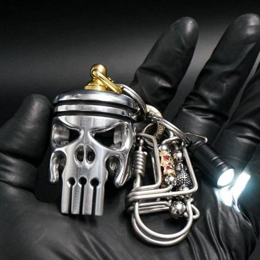 Piston art skull keychain （pendant/flashlight）